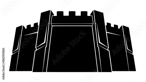 Modern castle gate with sleek black design and white outline