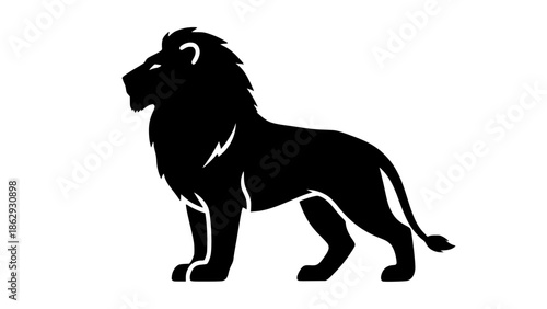 Majestic lion standing proudly in profile