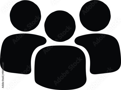 Hand drawing  Group of people or group of users / friends flat icon for apps and websites 
