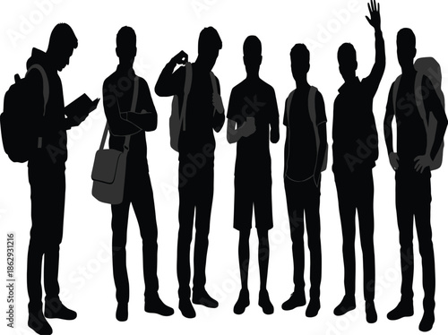 Group of people engaged in various activities isolated on white background, Vector, illustration