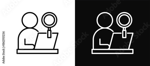 Examination icon set black and white