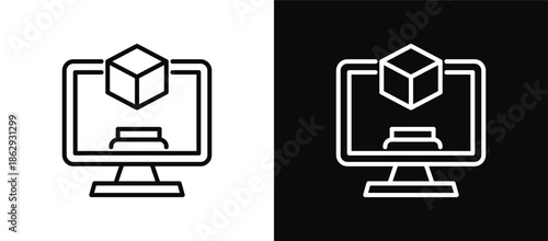 Simulation icon set black and white