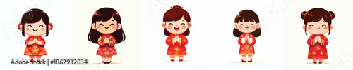 vector of little girl giving Gong Xi greeting on Chinese New Year