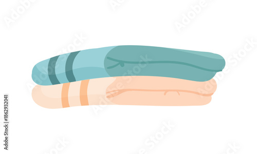 Stack of folded microfiber or terry towels for spa, beach or bath vector illustration