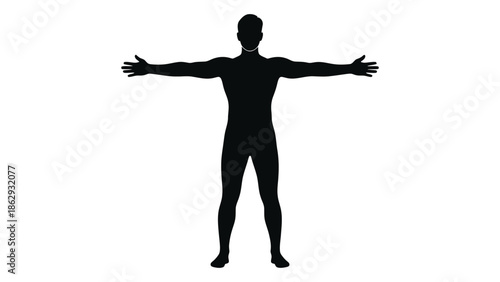 Silhouette of a man with arms outstretched in a standing position