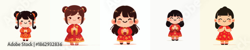 vector of little girl giving Gong Xi greeting on Chinese New Year