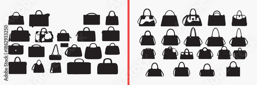 shopping bag illustration, retail bag icons, ecommerce design elements, store bag silhouettes, shopping clipart set, fashion retail symbols, handbag icon pack, market illustration, shopping vector col
