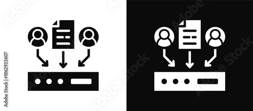 Data Collection icon set black and white