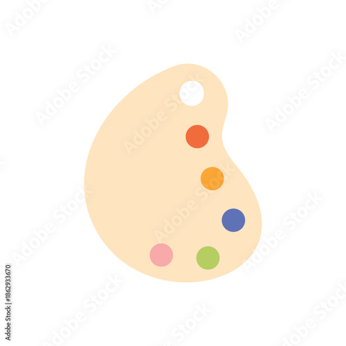 Art palette of artist, colorful paints and stationery for creative artwork vector illustration