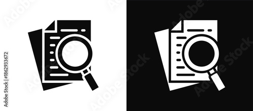 Research Paper icon set black and white