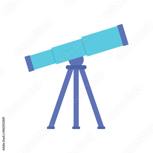 School blue telescope, spyglass for learning astronomy at school vector illustration