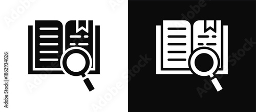 Literature Review icon set black and white