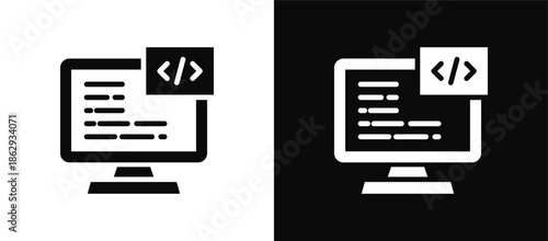 Coding icon set black and white
