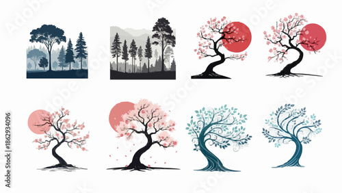 Tree image set of svg
