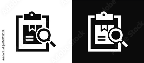 Inspection icon set black and white