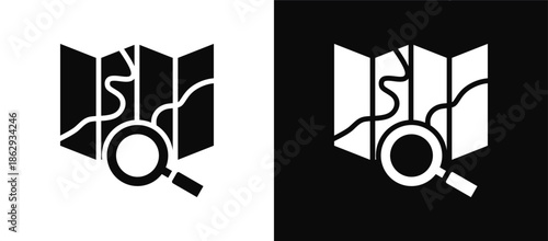 Exploration icon set black and white