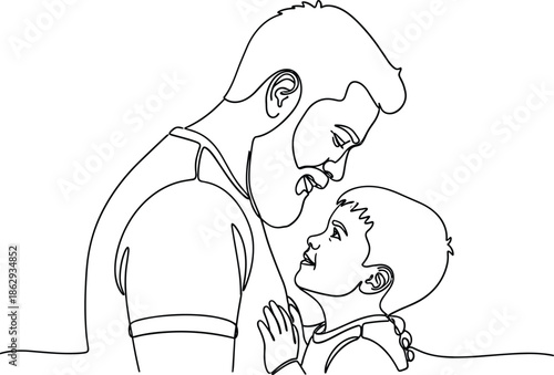 Tender moment between a loving father and his little boy