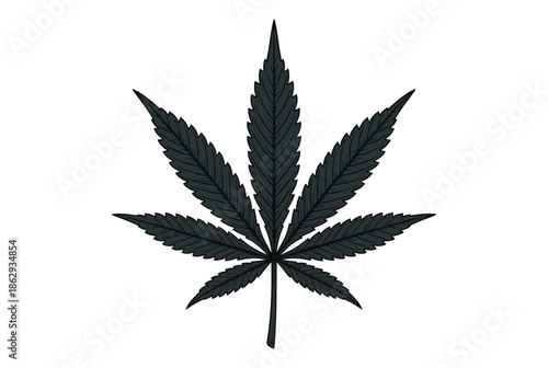 Single cannabis leaf illustration isolated on white background, Vector, illustration