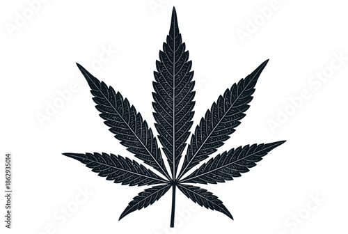 Single cannabis leaf silhouette isolated on white background, Vector, illustration