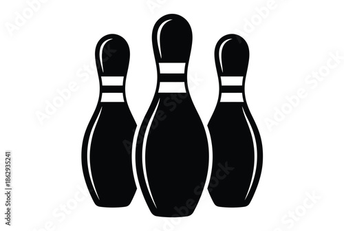 Three bowling pins isolated on white background, Vector, illustration