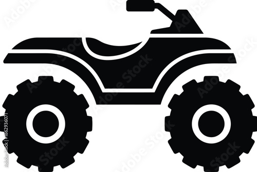 Black all-terrain vehicle isolated on white background, Vector, illustration