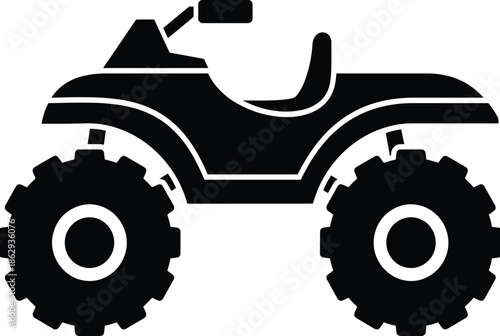 Black all-terrain vehicle isolated on white background, Vector, illustration