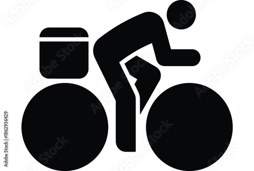 Person riding bicycle isolated on white background, Vector, illustration