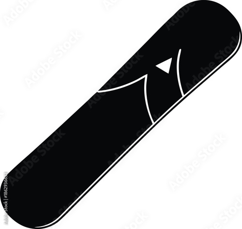 Black Snowboard Winter Sport Equipment, Alpine Snowboarding Board Icon Vector