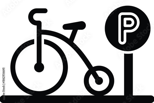 Bicycle parking sign isolated on white background, Vector, illustration