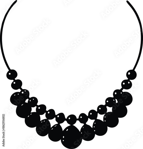 Classic beaded necklace design, Simple elegant jewelry illustration