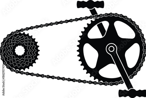 Bicycle chain and gears isolated on white background, Vector, illustration