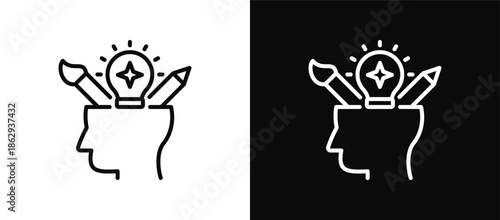 Creativity icon set black and white