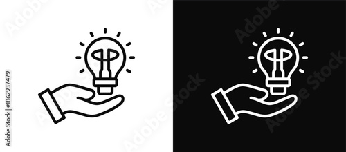Light Bulb icon set black and white
