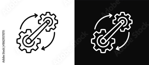 Mechanical icon set black and white