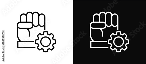 Revolution icon set black and white