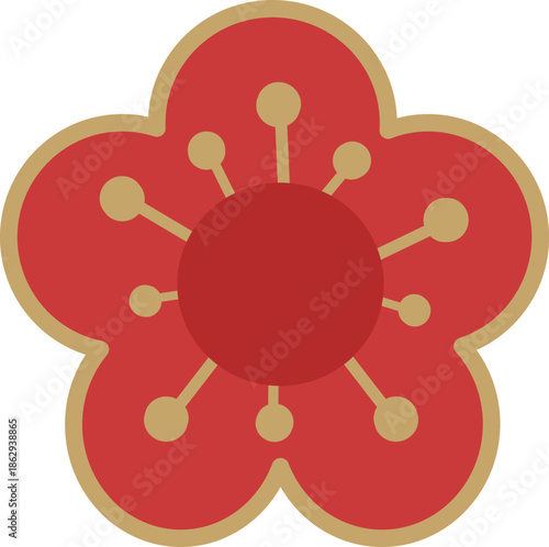 Red and Gold Chinese Flowers for Chinese New Year Festival