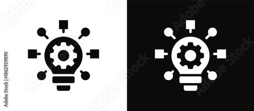 Inventiveness icon set black and white