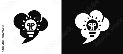Brainstorm icon set black and white