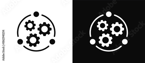 Management icon set black and white