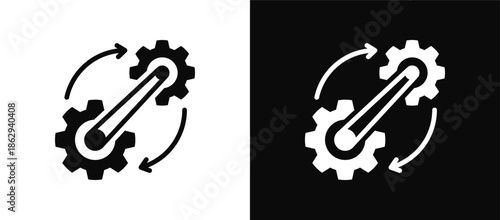 Mechanical icon set black and white