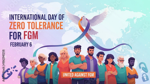 Diverse Group of People United Against Female Genital Mutilation on International Day of Zero Tolerance