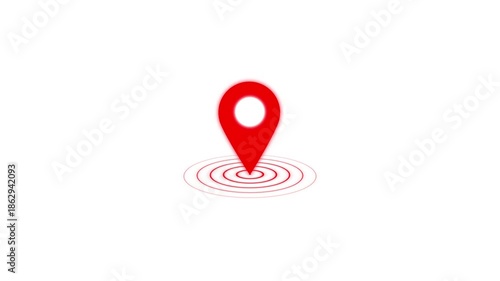 GPS location pointer animated with radio wave, location map pointer with pin icon and location animation on black background for navigation and tracking technology