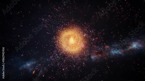 Swirling star cluster in deep space