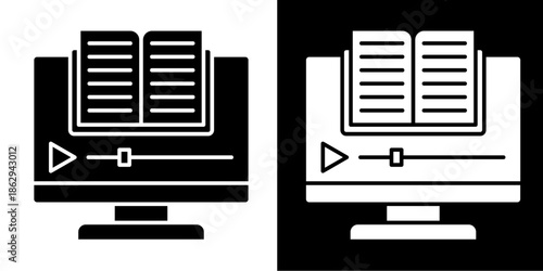 Online Course Icon Set White Style Collection