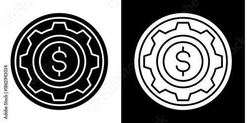 Cog Icon Set White Style Collection