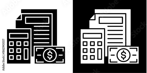 Accounting Icon Set White Style Collection