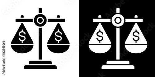 Balance Icon Set White Style Collection