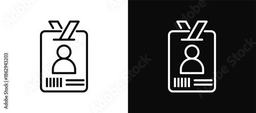 Employee Card icon set black and white
