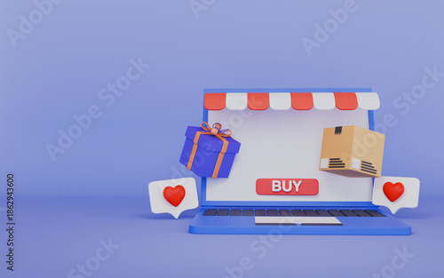Shopping bag and gift box, Online shopping design, Quick and easy search and purchase of products