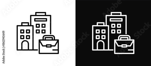 Business icon set black and white